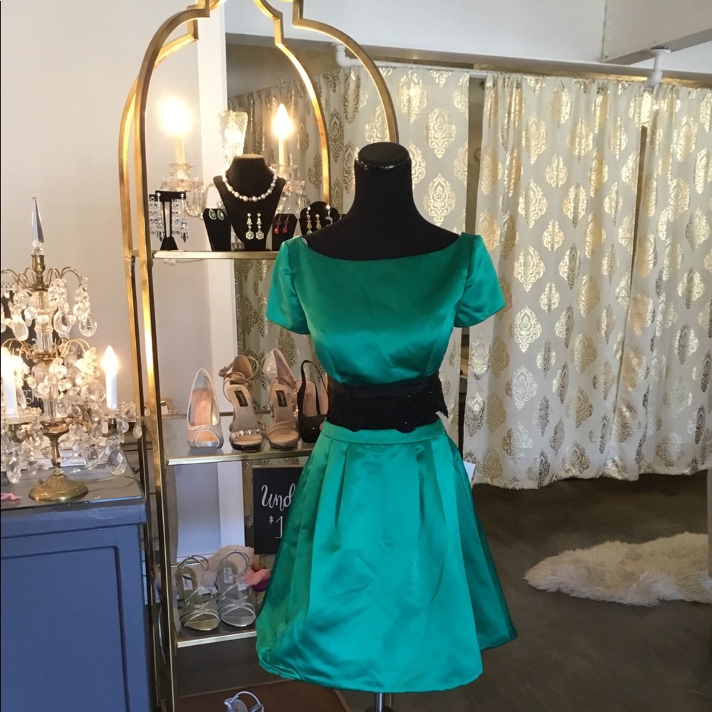 Sherri Hill Emerald Green Two Piece Mini Dress
